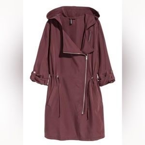 H&M Divided Maroon Hooded Anorak Jacket Size 12